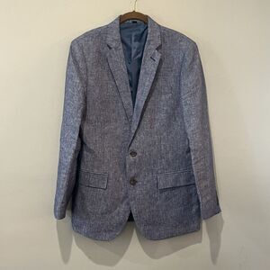 J Crew Blazer Men’s 38R Thompson Blue‎ Linen Jacket Coastal Preppy Sportcoat